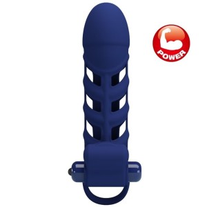 PRETTY LOVE - ALTAF ANNEAU VIBRATEUR AVEC GAINE EN SILICONE BLEU