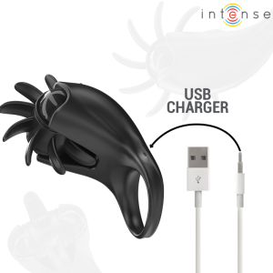 INTENSE - MABEL ANNEAU VIBRANT 10 VIBRATIONS AVEC STIMULATEUR DE CLITORIS NOIR