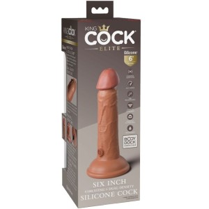 KING COCK - ELITE GODE RÉALISTE VIBRANT and SILICONE 15.2 CM CARAMEL
