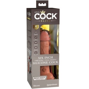 KING COCK - ELITE GODE RÉALISTE VIBRANT and SILICONE 15.2 CM CARAMEL