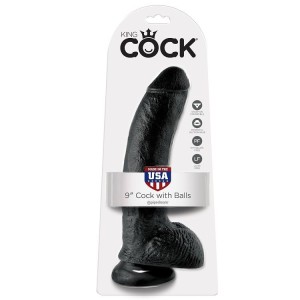 KING COCK - GODE NOIR AVEC BOULES 22.9 CM