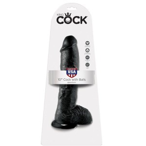 KING COCK - GODE NOIR AVEC BOULES 25.4 CM