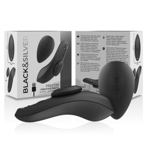 BLACKandSILVER - CULOTTE VIBRANTE RECHARGEABLE EN SILICONE PRESTON NOIRE