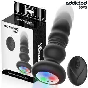 ADDICTED TOYS - PLUG ANAL ROTATIF ET VIBRANT, TÉLÉCOMMANDE AVEC LUMIÈRE LED