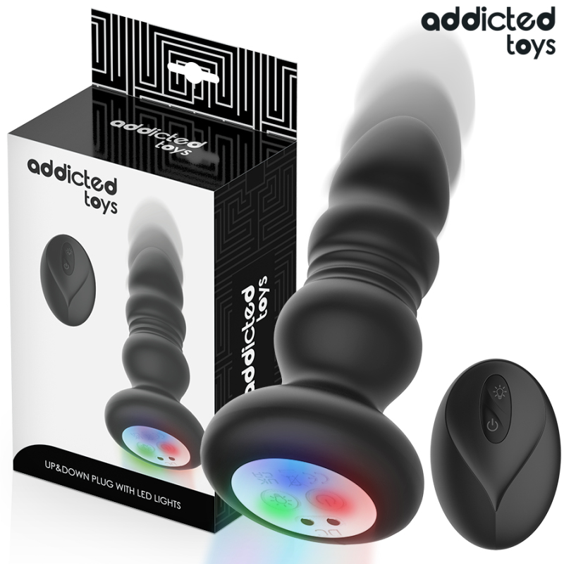 ADDICTED TOYS - PLUG ANAL ROTATIF ET VIBRANT, TÉLÉCOMMANDE AVEC LUMIÈRE LED