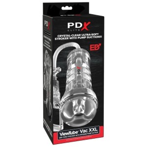 PDX ELITE - VIEWTUBE VAC XXL MANGE TRANSPARENTE AVEC POMPE DASPIRATION 27,3 CM