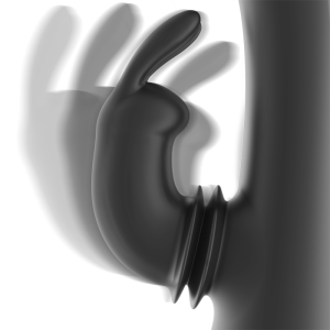 BLACKandSILVER - DJ. STIMULATEUR DE LAPIN RECHARGEABLE EN SILICONE ADAM NOIR