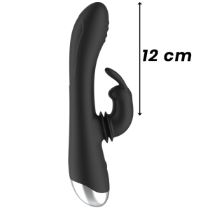 BLACKandSILVER - DJ. STIMULATEUR DE LAPIN RECHARGEABLE EN SILICONE ADAM NOIR