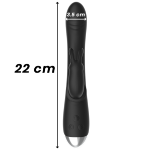 BLACKandSILVER - DJ. STIMULATEUR DE LAPIN RECHARGEABLE EN SILICONE ADAM NOIR