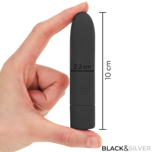 BLACK and SILVER - GERI BULLET VIBRANT RECHARGEABLE USB 8 VIBRATIONS NOIR 10 X 2,2 CM