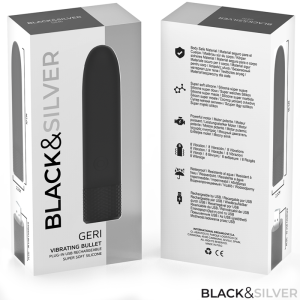 BLACK and SILVER - GERI BULLET VIBRANT RECHARGEABLE USB 8 VIBRATIONS NOIR 10 X 2,2 CM