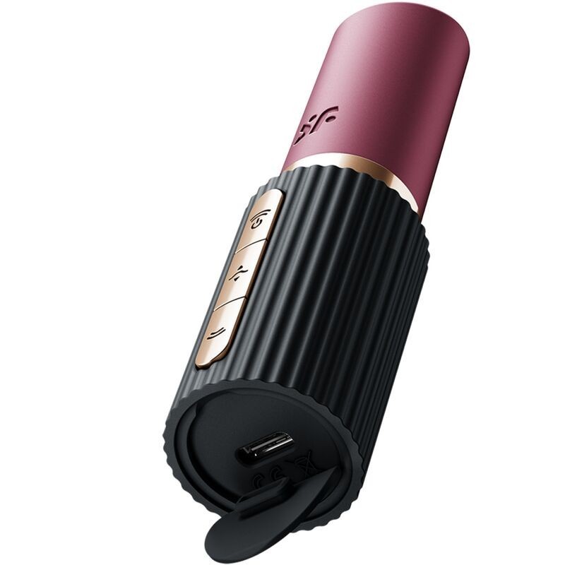 SATISFYER - STIMULATEUR DE CLITORIS DEEP KISS WAVE GRENAT - NOIR