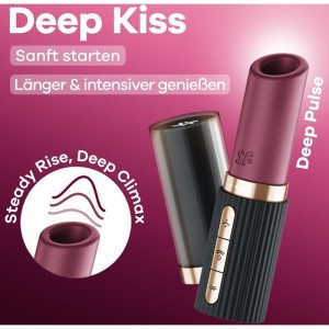 SATISFYER - STIMULATEUR DE CLITORIS DEEP KISS WAVE GRENAT - NOIR
