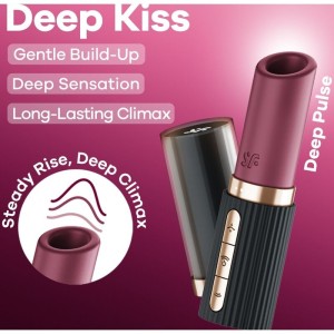 SATISFYER - STIMULATEUR DE CLITORIS DEEP KISS WAVE GRENAT - NOIR