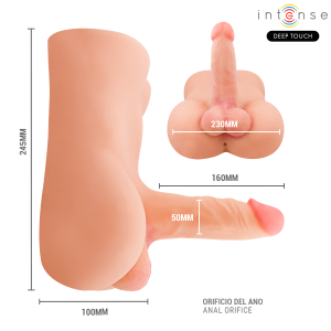 INTENSE DEEP TOUCH - TORSE DAMIEN AVEC GODE RÉALISTE AVEC FONCTION DE POUSSÉE ET DE VIBRATION, TÉLÉCOMMANDE, 3,5 KG