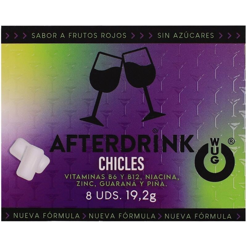 WUG After Drink – Le chewing-gum fonctionnel qui vous aide à retrouver de lénergie après une soirée. Plaquette de 8 unités