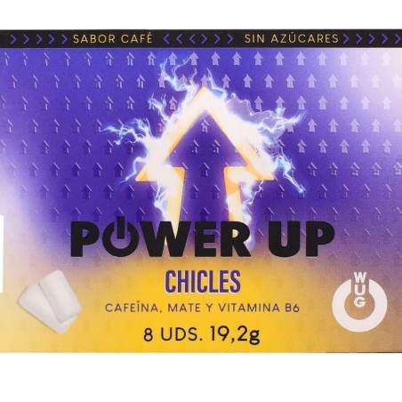 WUG Power Up - Chewing-gum énergisant pour la concentration et lendurance - Plaquette thermoformée de 8 unités