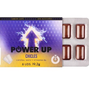 WUG Power Up - Chewing-gum énergisant pour la concentration et lendurance - Plaquette thermoformée de 8 unités