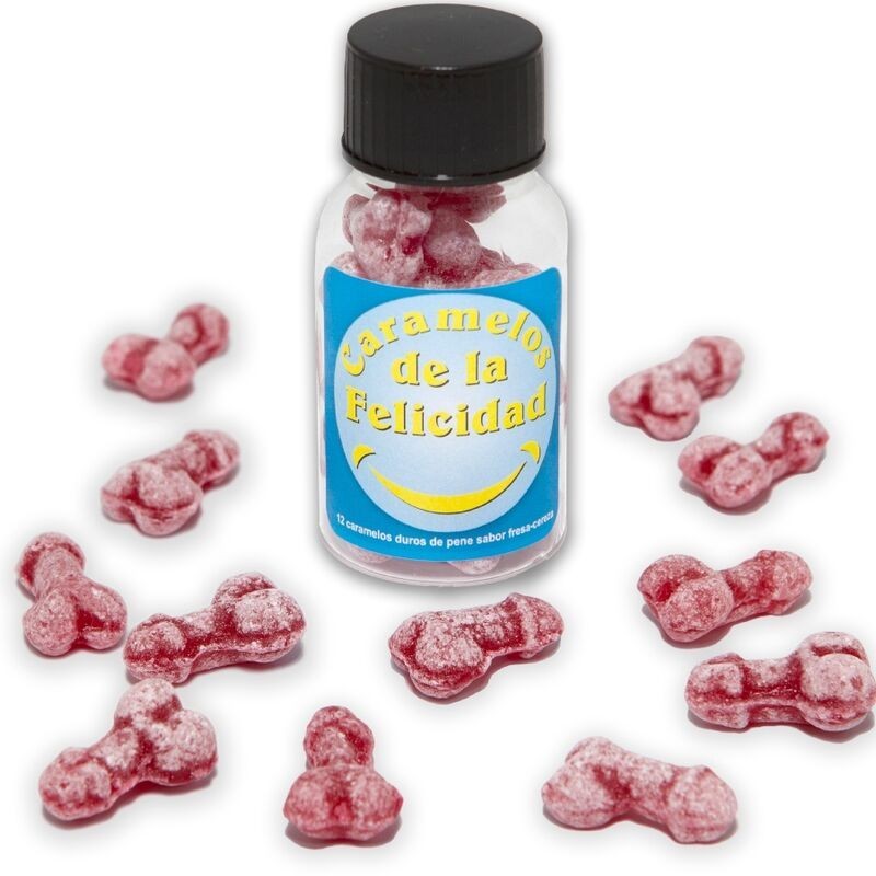 DIABLO PICANTE - POT DE 12 BONBONS HAPPY PENIS AUX FRAISE-CERISE