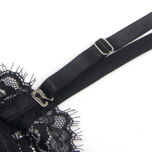 SUBBLIME - 955496 BODY EN DENTELLE AVEC NŒUDS ET JARRETELLES NOIR S-M