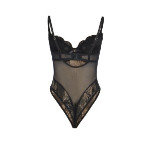 SUBBLIME - 955618 BODY EN DENTELLE AVEC FERMETURE EN BAS NOIR S-M