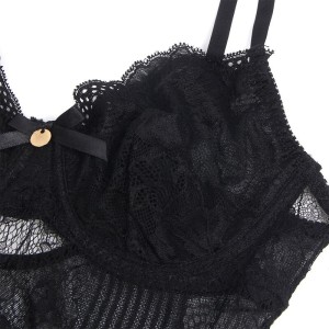 SUBBLIME - 955618 BODY EN DENTELLE AVEC FERMETURE EN BAS NOIR S-M