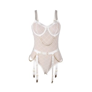SUBBLIME - 954291 BODY AVEC CHAÎNES PORTE-JARRETELLES BLANC L-XL