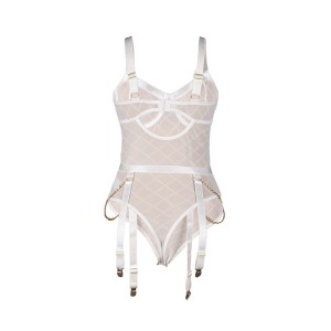 SUBBLIME - 954291 BODY AVEC CHAÎNES PORTE-JARRETELLES BLANC L-XL