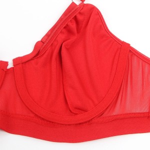 SUBBLIME - 955250 ENSEMBLE SOUTIEN-GORGE BONDAGE ROUGE AVEC JARRETELLES S-M