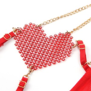 SUBBLIME - 955526 ENSEMBLE SOUTIEN-GORGE AVEC CHAÎNES ET COEUR EN MAILLE ROUGE L-XL