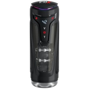 PDX ELITE - MOTO-BATOR PRO MASTURBATEUR À POUSSE AUTOMATIQUE VIBRANT ET CHAUFFANT 26,5 CM