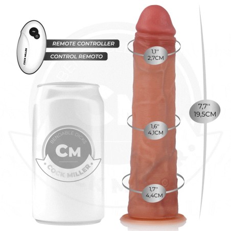 COCK MILLER - GODE HYPER-RÉALISTE À VENTOUSE ET À POUSSÉE AVEC TÉLÉCOMMANDE 19,5 CM