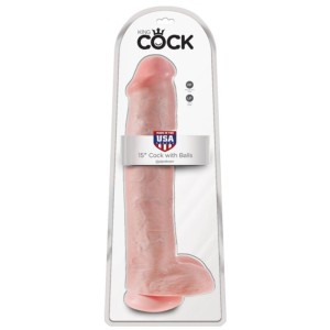 KING COCK - GODEMICHET RÉALISTE AVEC TESTICULES ET VENTOUSE 38 CM COULEUR