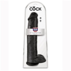 KING COCK - GODEMICHET RÉALISTE AVEC TESTICULES 38 CM NOIR