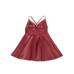 SUBBLIME - 955397 ROBE À BRETELLES EN CUIR BORDEAUX S-M