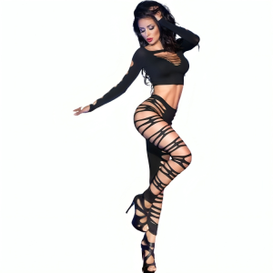 CHILIROSE - CR 3654 TOP and LEGGINS NOIR S-M