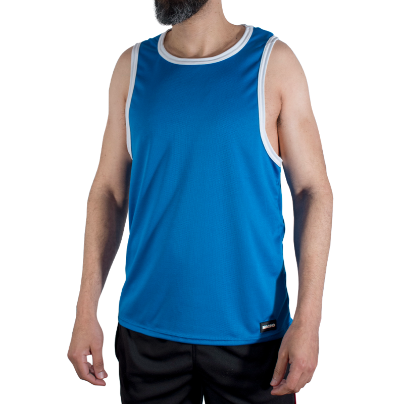 MACHO - CMV002 T-SHIRT DE SPORT BLEU S-M