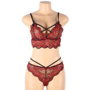 SUBBLIME - SET ENSEMBLE DEUX PIÈCES TOP ET CULOTTE EN DENTELLE S-M