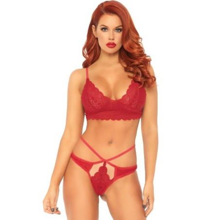 LEG AVENUE - ENSEMBLE 2 PIÈCES BRALETTE ET STRING DENTELLE M-L