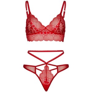 LEG AVENUE - ENSEMBLE 2 PIÈCES BRALETTE ET STRING DENTELLE M-L