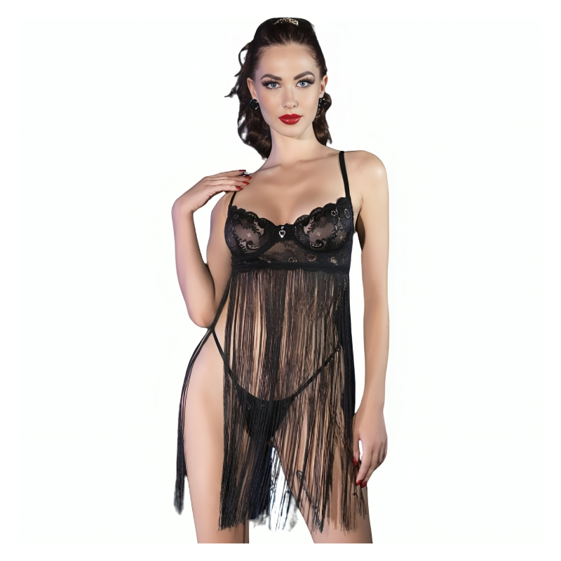CHILIROSE - CR 4496 BABYDOLL NOIR S-M
