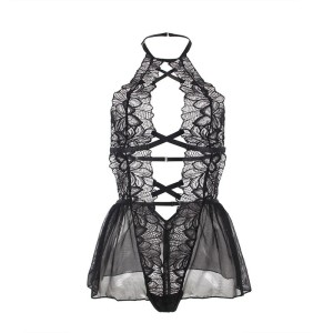 SUBBLIME - TEDDY HALTER NECK DOS NU DENTELLE NOIR S-M