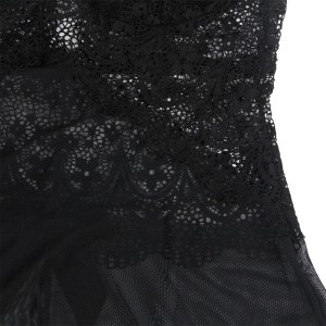 SUBBLIME - TISSU TULLE BABYDOLL AVEC DENTELLE ET DÉTAIL FLEUR NOIR S-M
