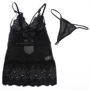 SUBBLIME - BABYDOLL BRETELLES EN DENTELLE RÉGLABLES NOIR S-M