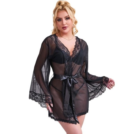 SUBBLIME - ROBE EN TISSU TRANSPARENT AVEC DÉTAIL DENTELLE NOIR S-M