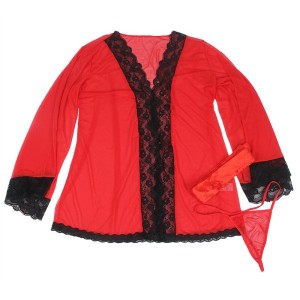 SUBBLIME - ROBE EN TISSU TRANSPARENT DÉTAIL DENTELLE ROUGE S-M