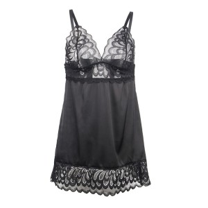 SUBBLIME - BABYDOLL AVEC POITRINE IMPRIMÉ FLEURI NOIR S-M