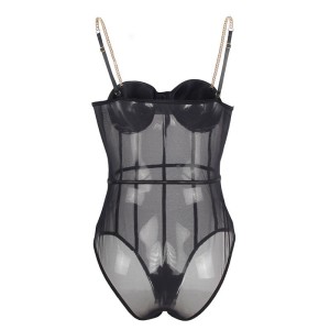 SUBBLIME - BODY NOIR BRETELLES CHAÎNE S-M
