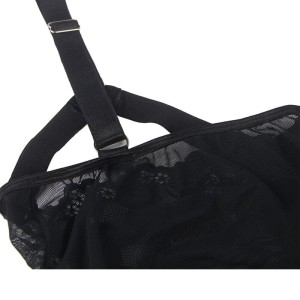 SUBBLIME - TEDDY AVEC JARRETIÈRE DÉTAIL POITRINE NOIR S-M