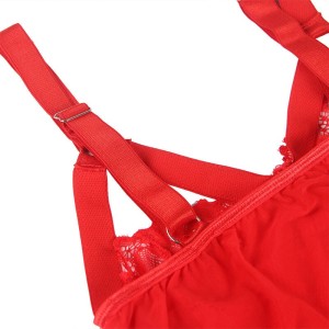 SUBBLIME - TEDDY AVEC JARRETIÈRE DÉTAIL POITRINE ROUGE S-M